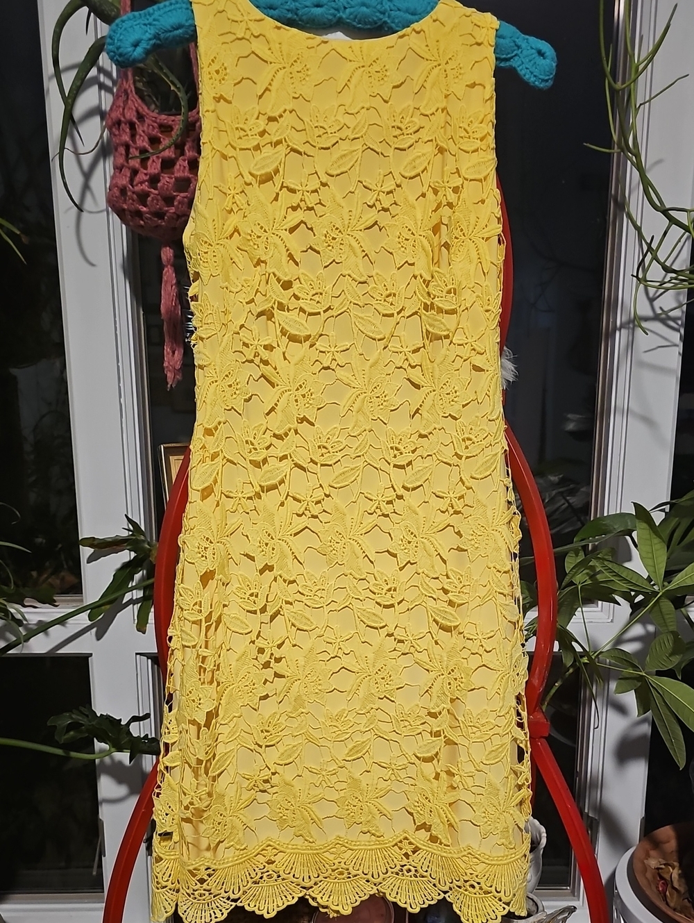 Lauren Ralph Lauren Yellow Lace Sleeveless Shift Dress